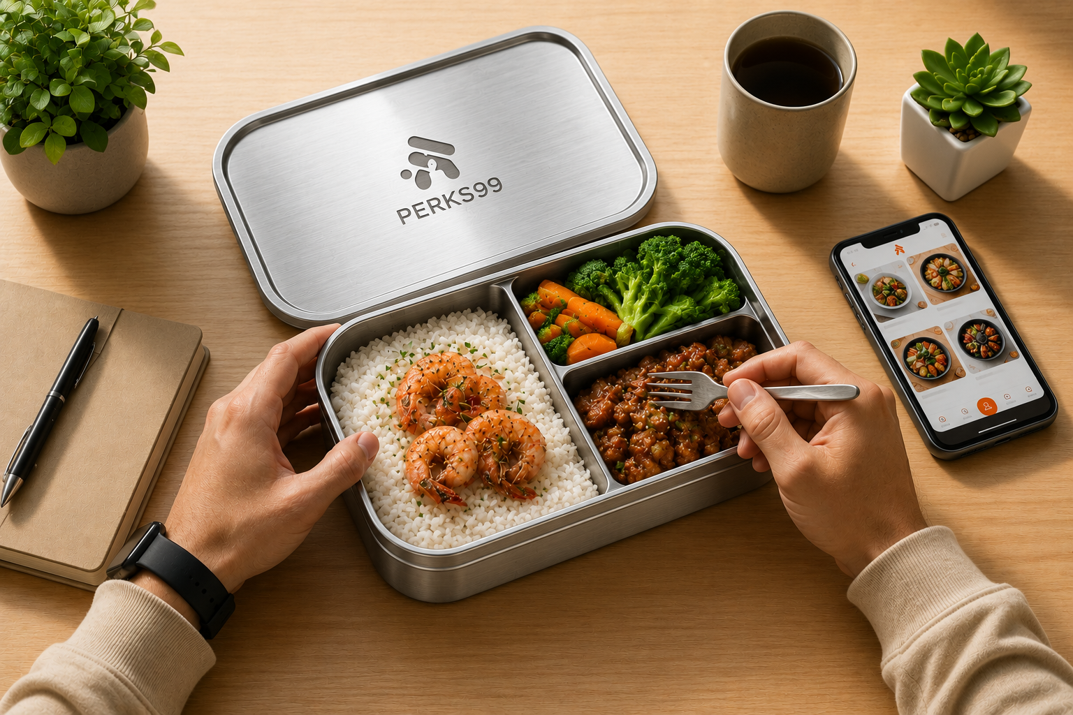 Perks99 workplace lunch hero